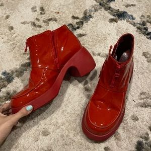 Camper red patent leather Thelma ankle boot